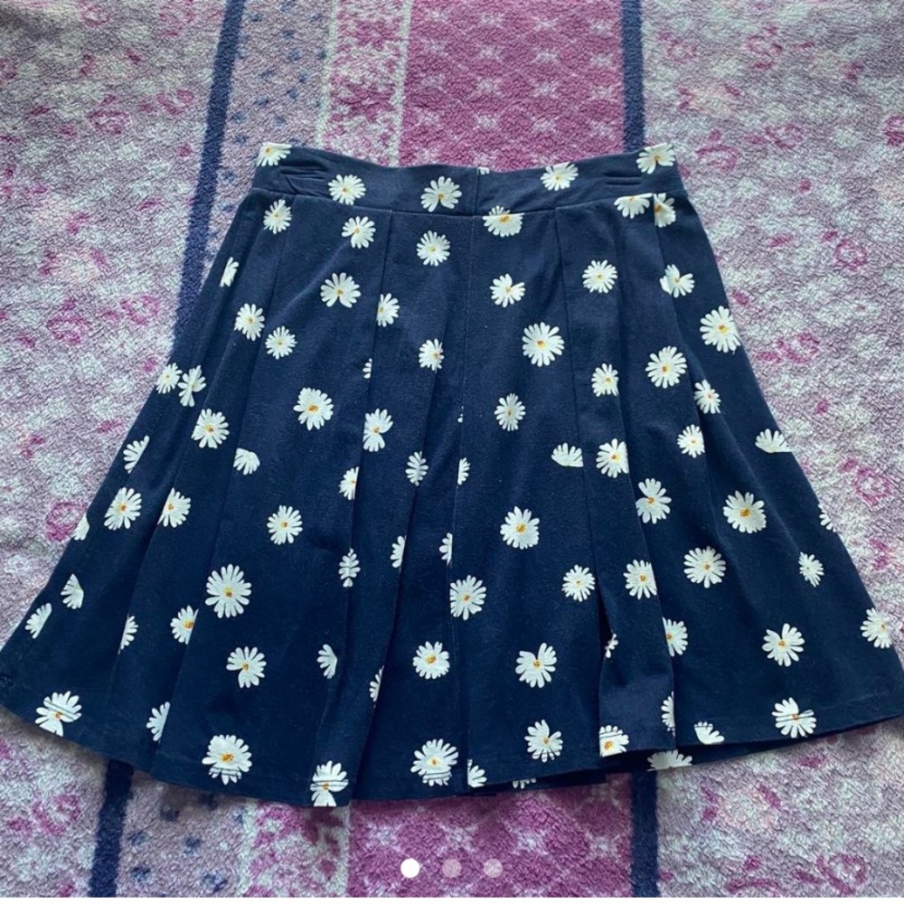 Navy and floral skater skirt